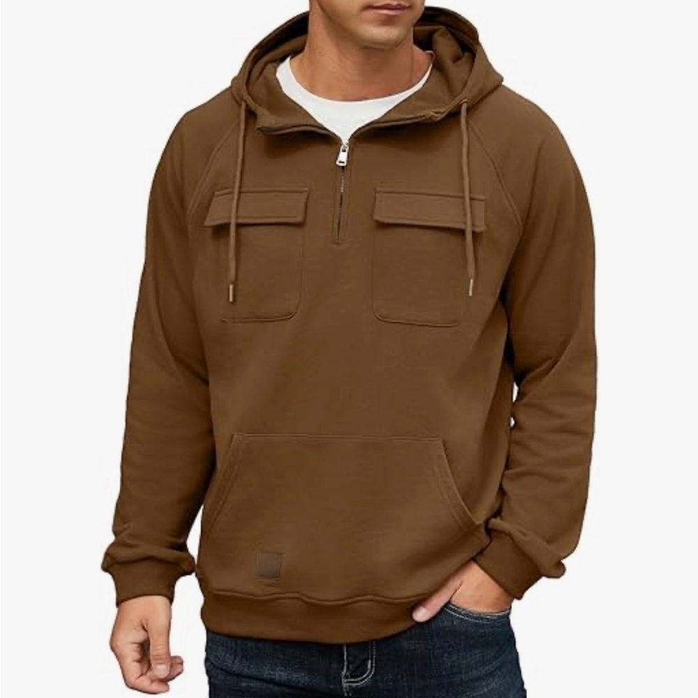 Lepunuo Quarter-zip Men’s Hoodie, brown, Medium